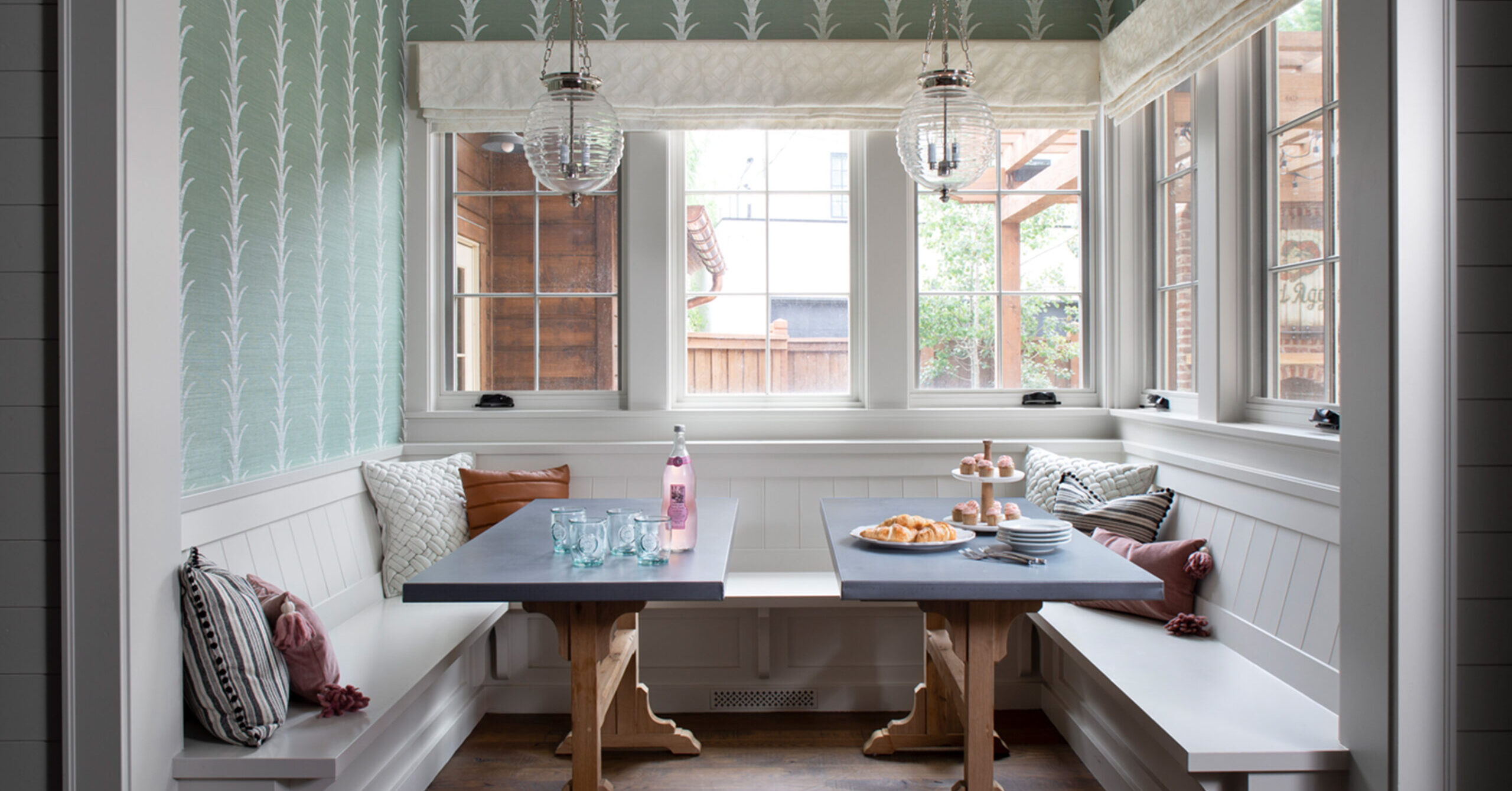 breakfast nook with wrap around bench seating